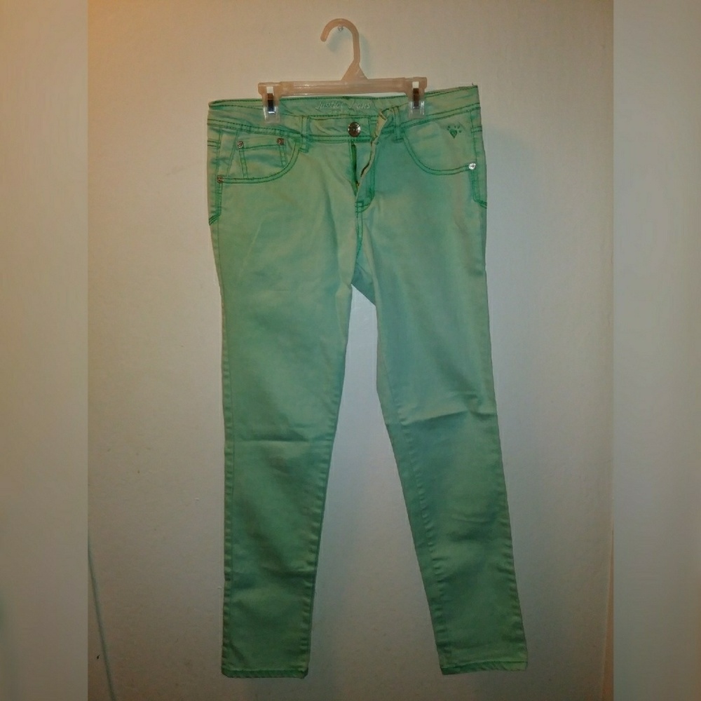 Justice Mint Green Low Rise Skinny Jeans